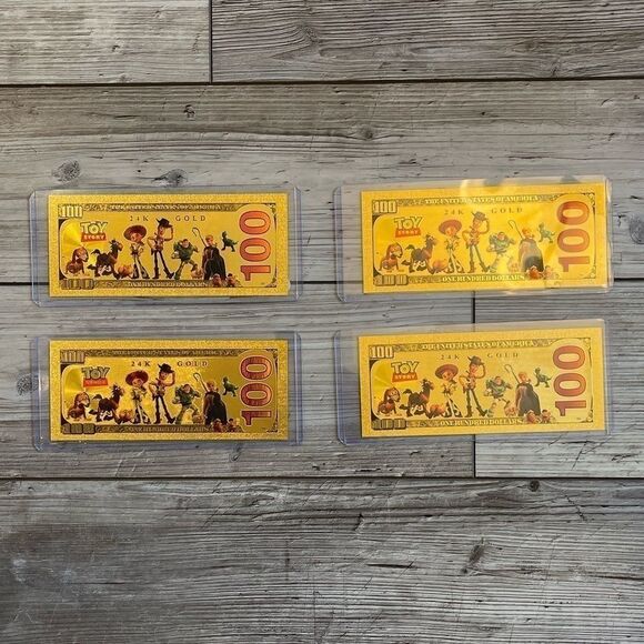 ⚡️BUNDLE⚡️ Set of 4 | Disney | Toy Story Gold Foil Plated Banknote Collectible - Picture 2 of 2